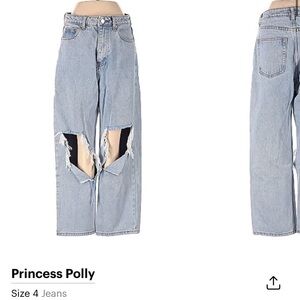Princess Polly Light Blue Ripped Boyfriend Jeans